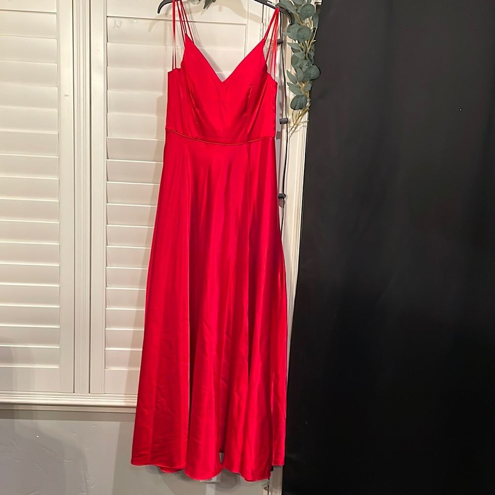 Satin Double Strap Red Gown